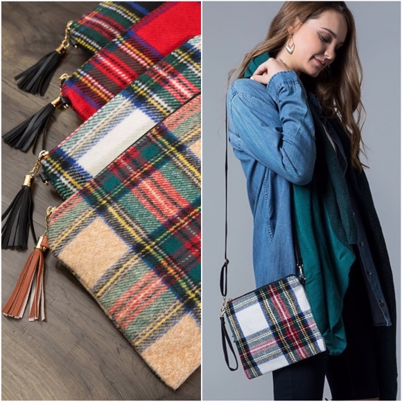 Classic plaid zipper tassel detail crossbody bag - Picture 1 of 3